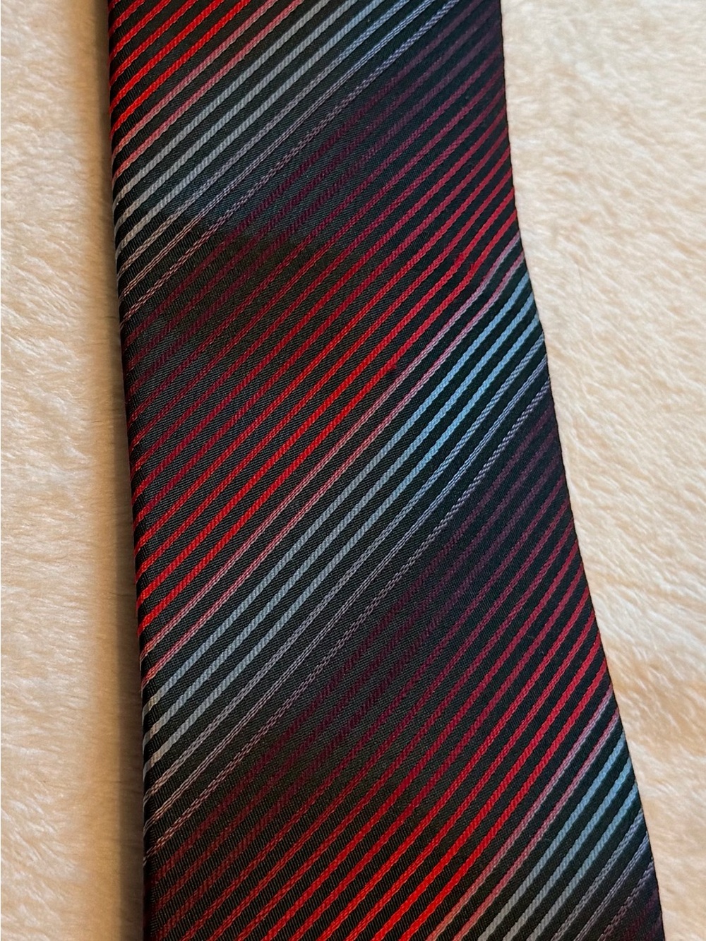Unlisted Red, Black and Gray Diagonal Stripe Tie